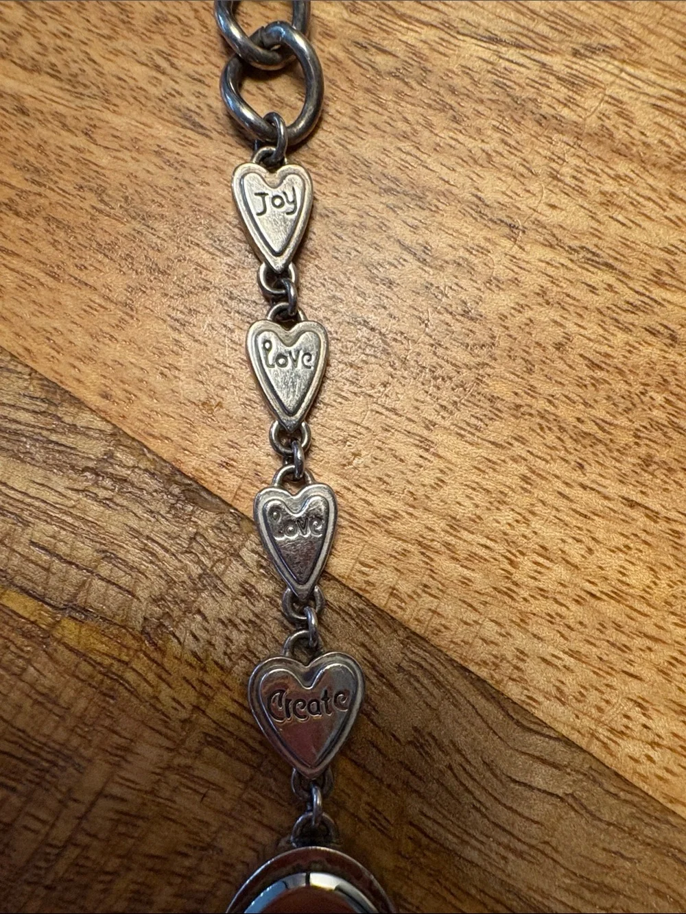 Brighton Silver-Tone Bracelet Watch with Amber and Olive Hearts